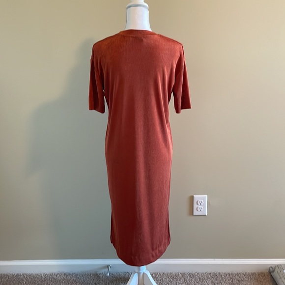 ASOS Burnt Orange Slinky Shirt Dress Size 0 NWOT - Picture 3 of 6